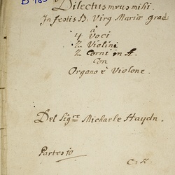 B 185, M. Haydn, Dilectus meus mihi et ego illi, Titelblatt-1.jpg