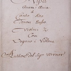 A 77, G.J. Werner, Missa Quare Quia, Titelblatt-1.jpg