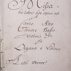 A 75, G.J. Werner, Missa Hic labor hoc opus est, Titelblatt-1.jpg