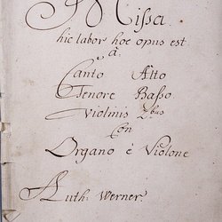 A 75, G.J. Werner, Missa Hic labor hoc opus est, Titelblatt-1.jpg