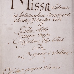 A 58, G.J. Werner, Missa solemnis in holocaustum resurgenti Christo, Titelblatt-1.jpg