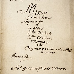 A 57, G.J. Werner, Missa solemnis brevis Sequar te, Titelblatt-1.jpg