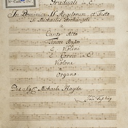 B 202, M. Haydn, Graduale Benedicite dominum omnes angeli, Titelblatt-1.jpg