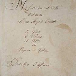 A 100, L. Hoffmann, Missa in Ut Fa dedicata Sancto Angelo Custodi, Titelblatt-1.jpg