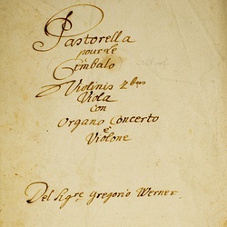E 60, G.J. Werner, Pastorella pour le Cembalo, Titelblatt-1.jpg